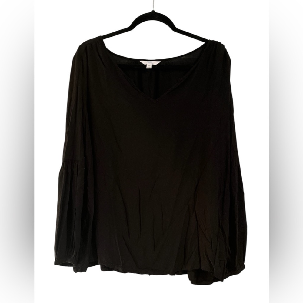 Time and Tru Black Relaxed Long Sleeve Blouse